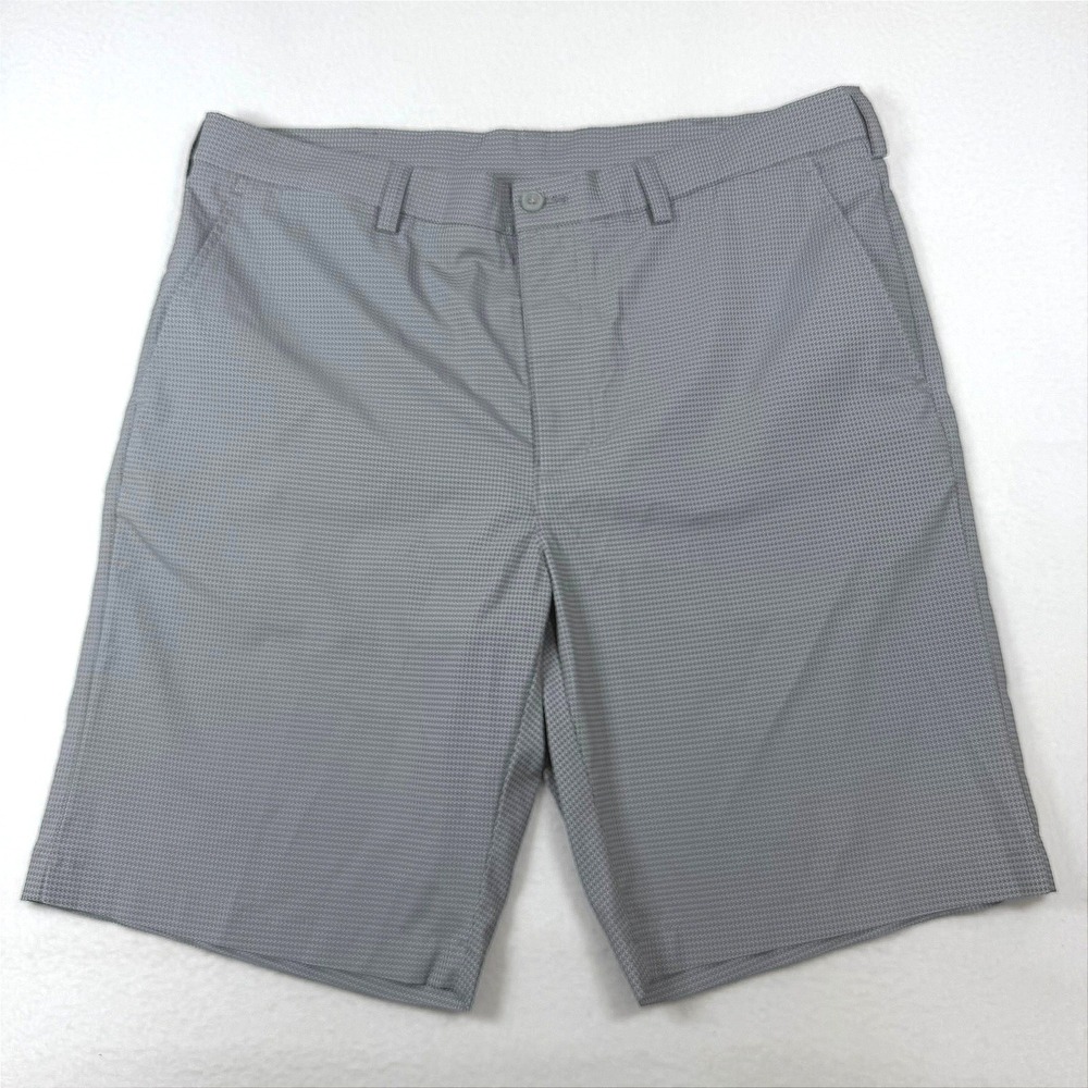 PGA Tour‎ Mens Grey Geometric Micro Diamond Golf Shorts 36 Stretch Performance